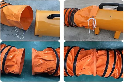 Vista 8 de Manguera flexible de PVC, manguera de conducto HVAC ignífuga para ventilador con cuerda ajustable y anillo en D, fácil almacenamiento