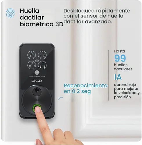 Vista 4 de Lockly Secure Pro Zeno - Cerradura inteligente con llave Apple Home Negro mate