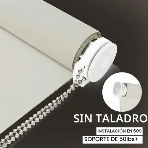 Vista 3 de Persiana enrollable opaca sin taladro, 20 pulgadas de ancho x 75 pulgadas de alto, beige 100% bloque de luz, protección UV, sin herramientas, tela