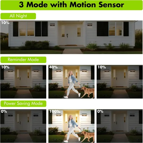 Vista 6 de Luces Solares con Sensor de Movimiento para Exteriores, 2 Unidades - 600 Lúmenes, 3 Modos, IP44, Impermeables, Luz de Pared Solar de Aluminio