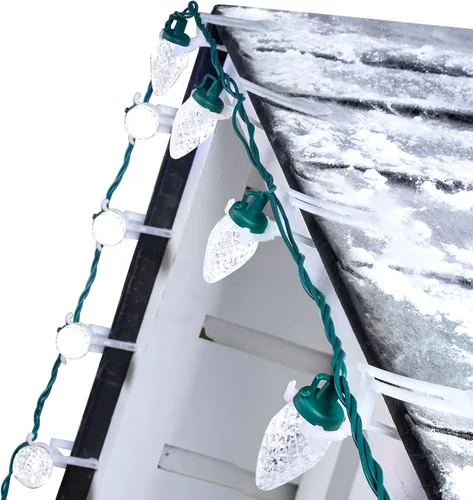 Vista 13 de Luces de Cadena LED de Navidad C9, 68 Pies 100 LED Luces de Techo Strawberry con 100 Clips Todo en Uno, Grado Comercial Impermeable Extensible