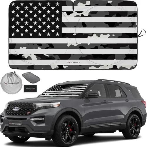 Vista 44 de Parasol de Parabrisas de Una Pieza - Parasol Cromado Líquido Plegable para Ventana Delantera de Auto para Carros SUV Camión - Protector Visor