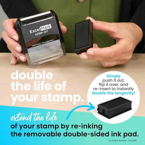 Vista 5 de ExcelMark Kit de Sello de Goma Autoentintado Personalizado DIY - Sellador Personalizado para Negocios o Hogar - Sello de Dirección, Sello de Mensaje