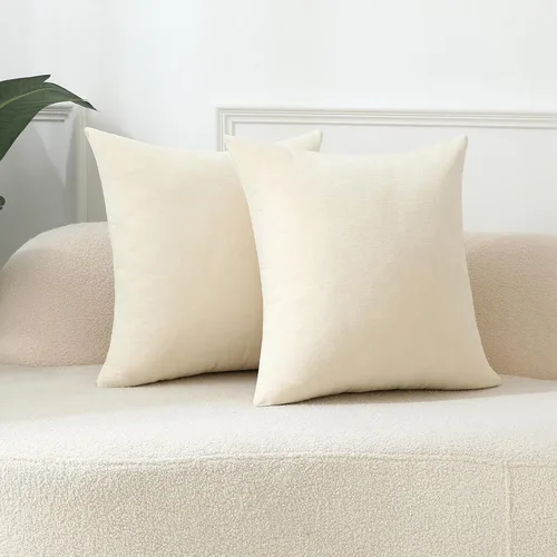 Vista 15 de Juego de 2 fundas de almohada decorativas de pana burdeos suaves y acogedoras, fundas de cojín cuadradas de chenilla para sofá, decoración de sala