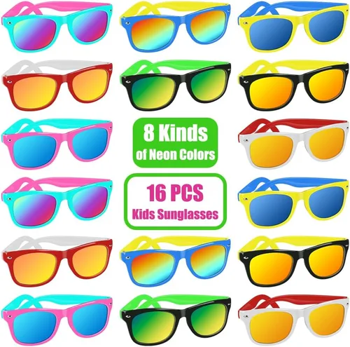 Vista 9 de Gafas de sol para niños a granel, gafas de sol neón con protección UV400 para niños y niñas