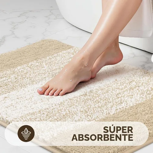Vista 5 de Pauwer Juego de 3 alfombras de baño antideslizantes y lavables, de microfibra, absorbentes, extra suaves, de secado rápido, tapete de ducha