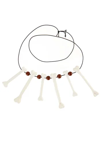 Vista 3 de Accesorio Collar de Huesos para Disfraz Prehistórico Multicolor