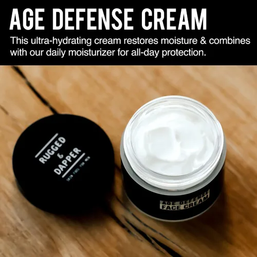 Vista 2 de RUGGED & DAPPER Crema facial Age Defense, limpiador facial diario Power Scrub facial, complejo de ojos de defensa de la edad