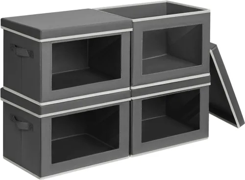 Vista 12 de Homsorout Contenedores de almacenamiento con tapas, organizadores pequeños de tela con ventana, contenedores de almacenamiento plegables para ropa
