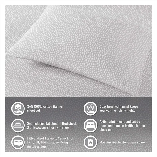 Vista 216 de Sleep Philosophy - True North - Juego de sábanas de franela, 100% de algodón, cómodo, bonito y muy suave, con bolsillo elástico que se adapta a