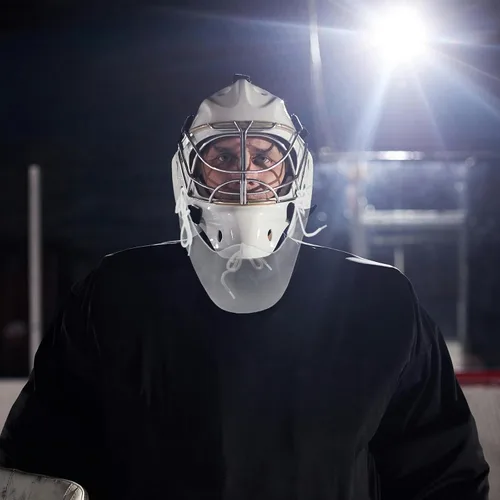 Vista 8 de DECHOUS Protector de cuello de portero de hockey, protector de garganta transparente para portero deportivo, equipo de protección de cuello