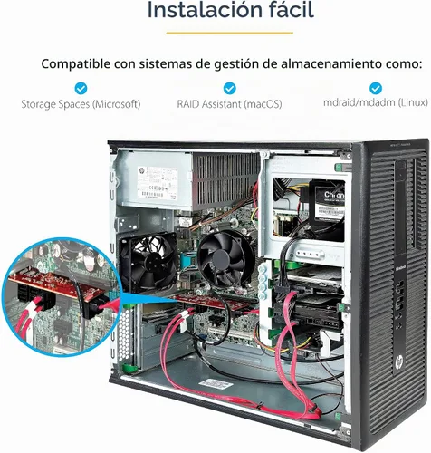 Vista 6 de StarTech Tarjeta PCIe SATA de 10 puertos, 6 Gbps, TAA, NCQ (10P6G-PCIE-SATA-CARD)