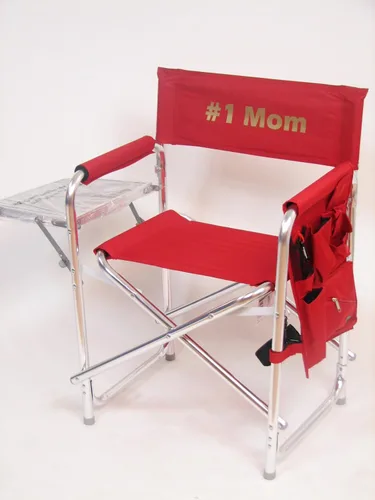 Vista 2 de Silla de director deportiva impresa personalizada con mesa auxiliar y bolsillo