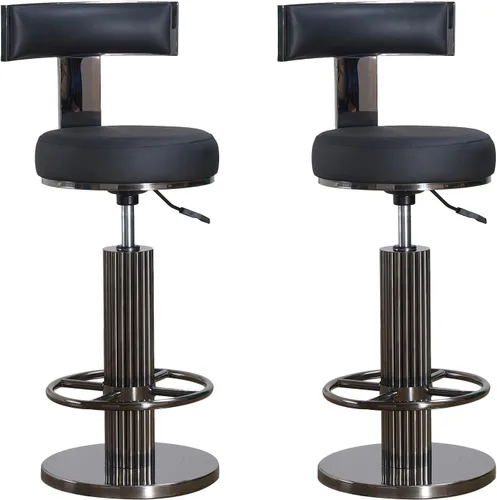 Vista 27 de FUNROLUX Gold Bar Stools, Adjustable Swivel Counter Height Barstools Black Negro