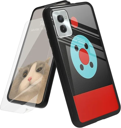 Vista 65 de Funda para Motorola Moto G Play 4G 2024 con protector de pantalla, parte trasera de vidrio templado + funda de silicona suave TPU absorción