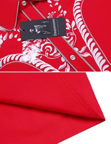 Vista 6 de Daupanzees Camisas bordadas de manga larga para hombre, ajustadas, casuales, con botones