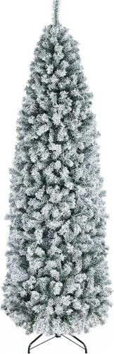 Vista 11 de Yaheetech Árbol de Navidad artificial de abeto Kingswood sin luz, de 6 pies, árbol de Navidad delgado con bisagras con 814 puntas de ramas y soporte