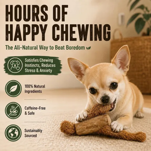 Vista 3 de Canophera Juguete masticable de madera y coco para perros para dientes y encías saludables, tamaño pequeño, todas las razas de perros