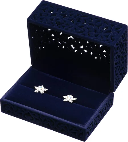 Vista 3 de Caja hueca de terciopelo para anillos, caja de joyería de terciopelo para parejas, caja de soporte de doble anillo, regalo de compromiso