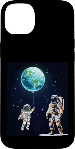 Vista 15 de Astronauts in Space Parent & Child in spacesuits with Planet Case for iPhone 16