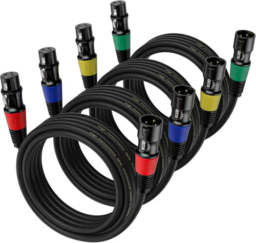 Vista 9 de EBXYA Paquete de 4 cables XLR de 3 pies, cable de micrófono macho a hembra con cable de altavoz blindado equilibrado