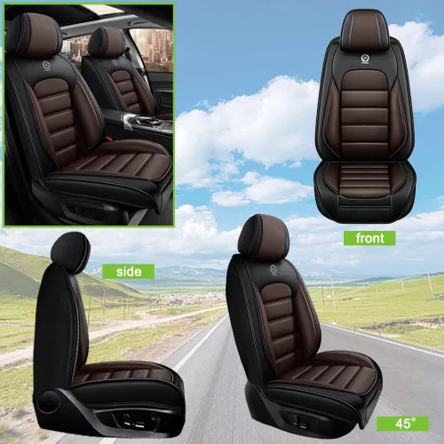 Vista 2 de Fundas de asiento para GMC Canyon 2004-2024, 2 fundas de asiento de automóvil de cuero, fundas protectoras de asiento impermeables, fundas