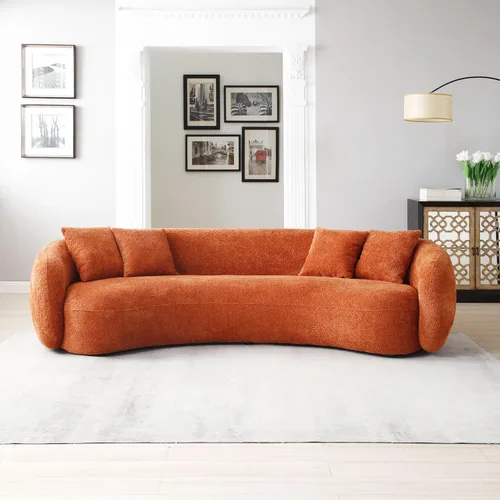 Vista 11 de Silla giratoria naranja con forma de barril, moderno círculo redondo individual con almohada para sala de estar, dormitorio, espacio pequeño, tela