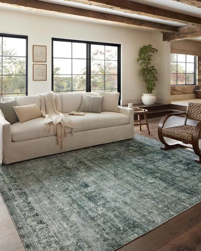 Vista 3 de Loloi Magnolia Home de Joanna Gaines, Colección Banks BAN-03 Azul/Laguna, 2 pies 3 pulgadas x 3 pies 9 pulgadas, altura de pelo de.13 pulgadas