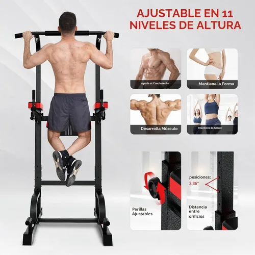 Vista 2 de Power Tower - Barra de dominadas para entrenamiento de gimnasio en casa, multifunción, altura ajustable, equipo de ejercicio de entrenamiento
