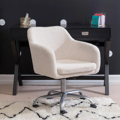 Vista 2 de Linon Home Decor Products Linon Brooklyn Sherpa - Silla de oficina, color marfil
