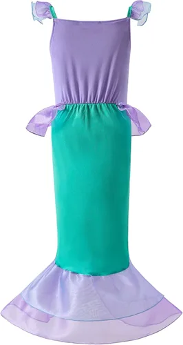 Vista 2 de Ropa de vestir de princesa sirena para niñas pequeñas, disfraz de princesa Ariel para niñas con accesorios Knemmy