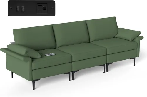 Vista 25 de Giantex Juego de 2 sofás individuales, silla decorativa, con cómodo cojín de 5 pulgadas, reposabrazos con cremallera, patas de acero, sillón de sala