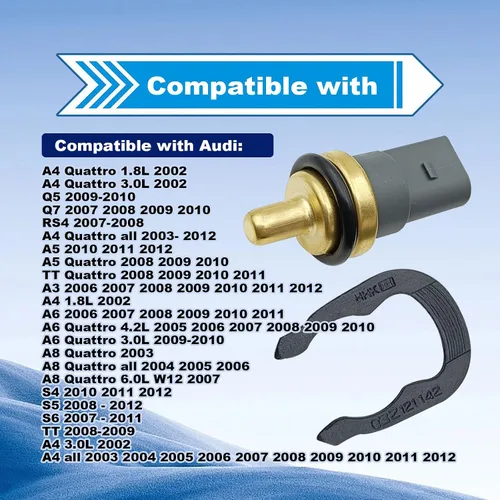 Vista 6 de 06A-919-501-A Sensor de temperatura del refrigerante compatible con VW Touareg Beetle Jetta Passat Golf GTI Eos, Audi TT A3 S6 A4 Quattro Q7 S5 A6