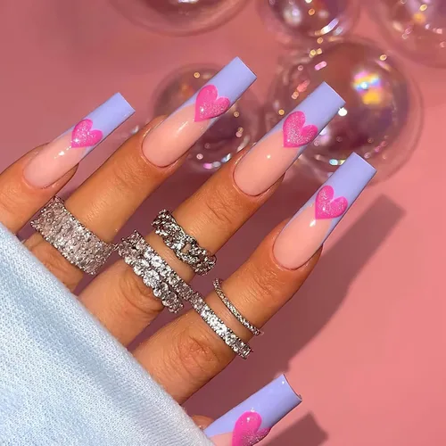 Vista 8 de Juego de manicura de uñas francesas acrílicas, reutilizable, 12 tamaños, kit de 24 uñas