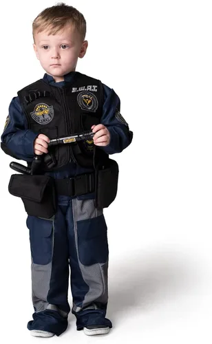 Vista 5 de Spooktacular Creations Disfraz de luchador SWAT para niños, disfraz de oficial de policía para Halloween, fiestas temáticas