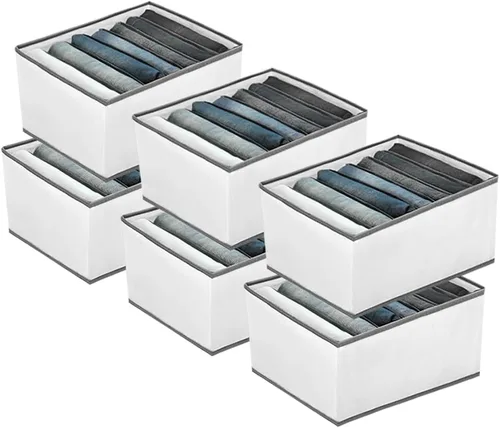 Vista 11 de EASEVE Organizador de armario y almacenamiento para ropa, organizador de cajones plegables de 7 rejillas para jeans, pantalones, camisas, leggings