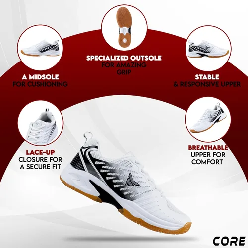 Vista 4 de Core Zapatos de voleibol - Zapatos de voleibol ligeros para hombres y mujeres - Zapatos de cancha de interior adecuados para bádminton, pickleball