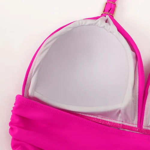 Vista 5 de RXRXCOCO - Traje de baño fruncido de una pieza con cuello en V para mujer con control de abdomen cuello halter