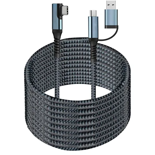 Vista 2 de SUMPK Cable VR Link de 20 pies compatible con Oculus Quest 2, USB 3.2 tipo C a C, cable de carga rápida de transferencia de datos de 5 Gbps, cable