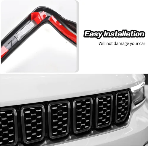 Vista 7 de 7 piezas de insertos de parrilla accesorios de rejilla para Jeep Grand Cherokee 2021+ (negro)