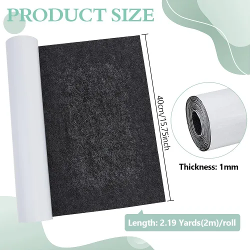 Vista 2 de BENECREAT Hojas adhesivas de fieltro negro de 15.5 x 78.5 pulgadas, hojas adhesivas de tela, para hacer disfraces y cajas de joyas