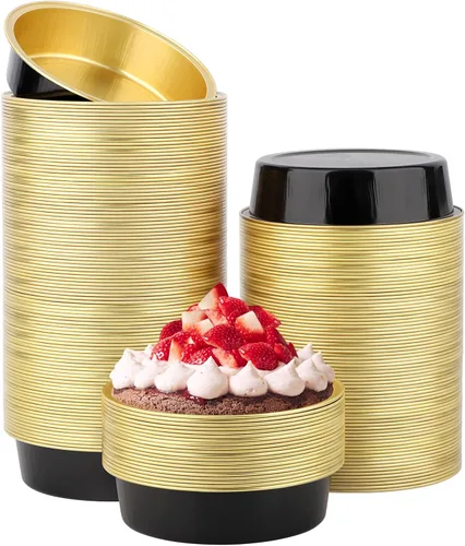 Vista 14 de Beasea Paquete de 100 moldes desechables para hornear de 4 pulgadas, 7.3 onzas, 7.3 fl oz / 215ml, papel de aluminio, mini ramequín sin tapas