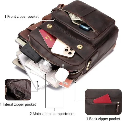 Vista 4 de HUMERPAUL Leather Messenger Bag for Men, Shoulder Crossbody Bag with Adjustable Straps for Work Business