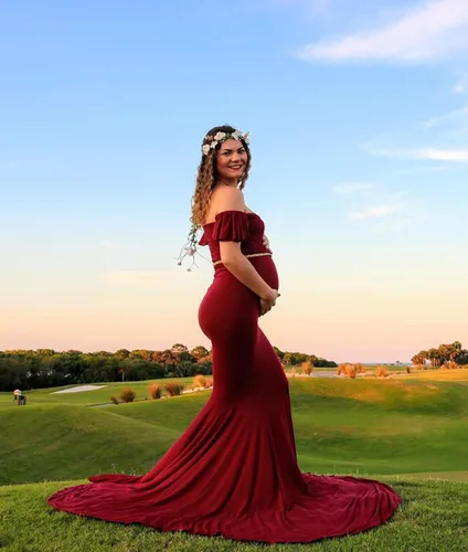 Vista 2 de Saslax - Vestido de maternidad sin mangas, ajustado al hombro, sin mangas, para fotografía