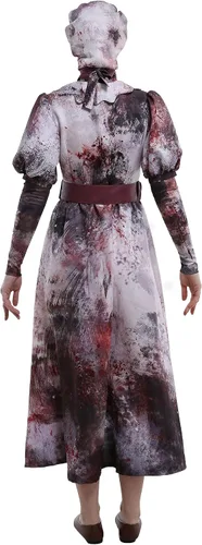 Vista 3 de Miccostumes Sally Smithson - Disfraz de uniforme de enfermera asesina con banda para el cuello y tocado