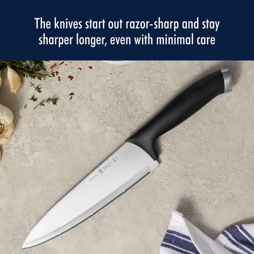 Vista 4 de HENCKELS Silvercap - Juego de cuchillos de cocina de 3 piezas, cuchillo de chef, cuchillo de pelar, cuchillo utilitario, diseño alemán informado por