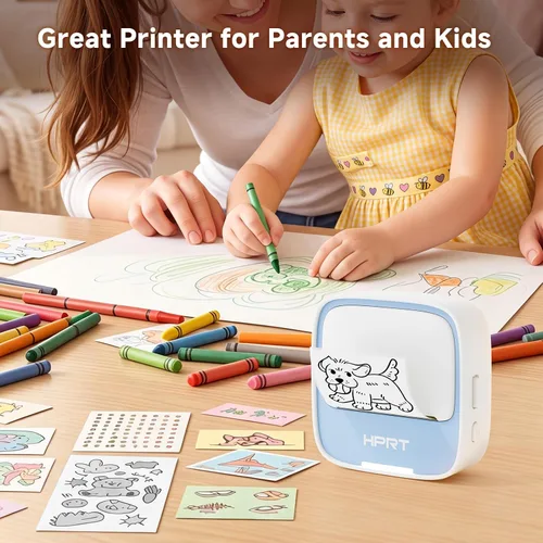 Vista 4 de HPRT Portable Sticker Printer, S1 Thermal Mini Inkless Label Printer Blue Sticker Maker for iPhone/Android, Label Printer for Study Notes, Text