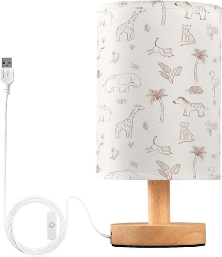 Vista 9 de Kigai Lámpara de mesa de cuadros azul para dormitorio, lámpara de noche LED para mesita de noche, lámpara de gingham, luz de guardería con puertos