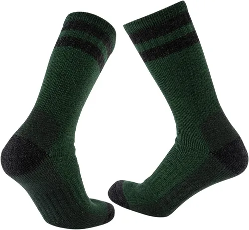 Vista 5 de Cerebro Calcetines de lana merino para hombre, calcetines acolchados a media pantorrilla que absorben la humedad, calcetines de senderismo