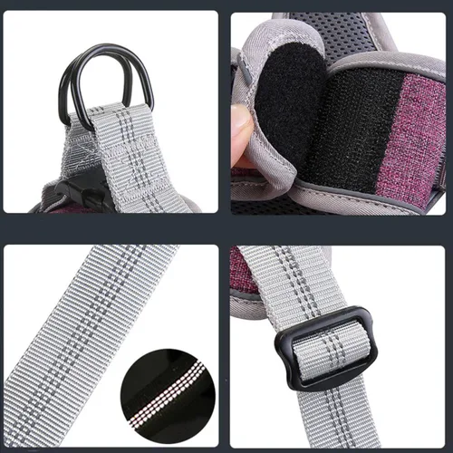 Vista 5 de Adjustable Reflective Pet Harness Vest Type Dog Chest Straps Breathable No-Pull Dog Harness for Walking Medium Purple